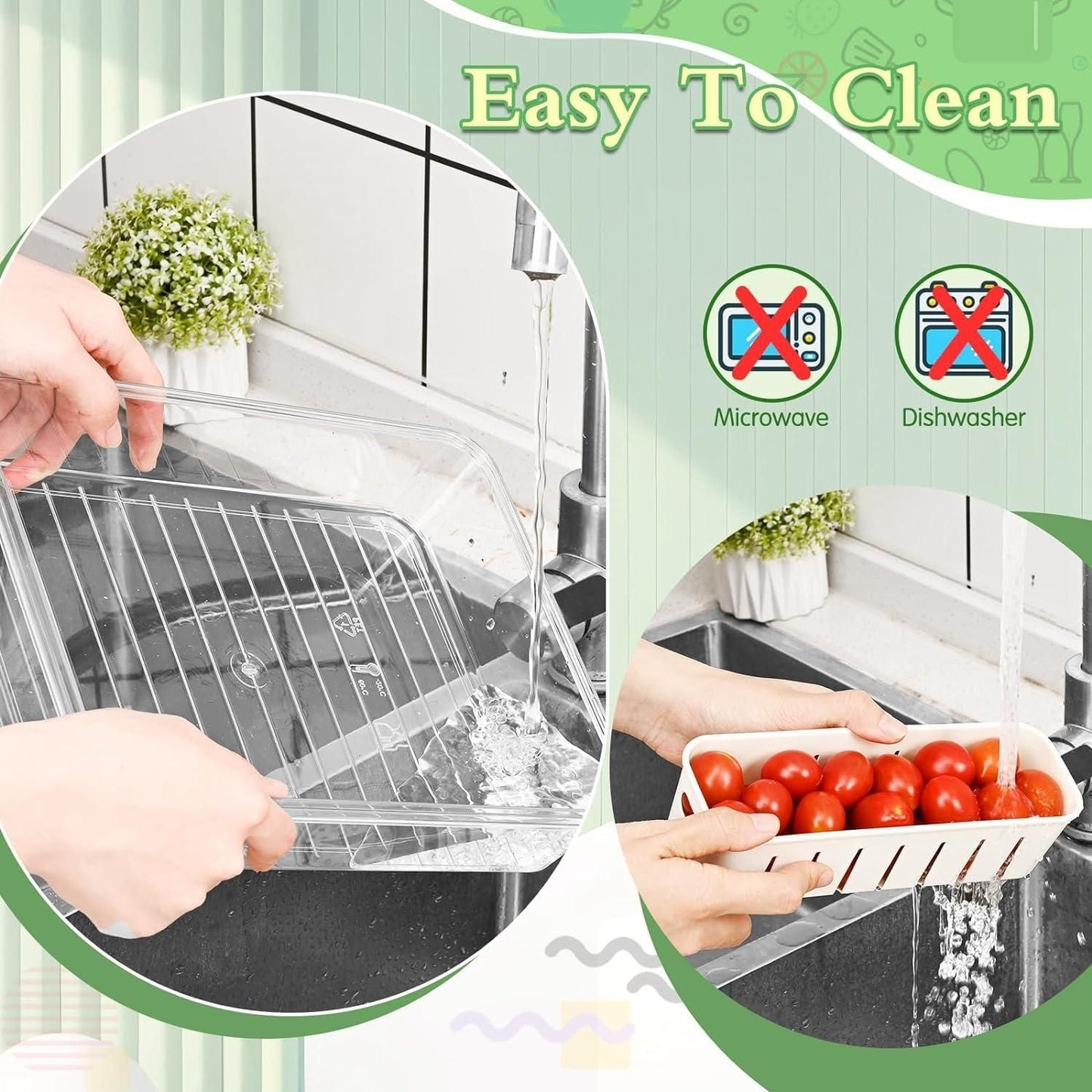 4-Compartment Fridge Storage Box with Removable Dividers
