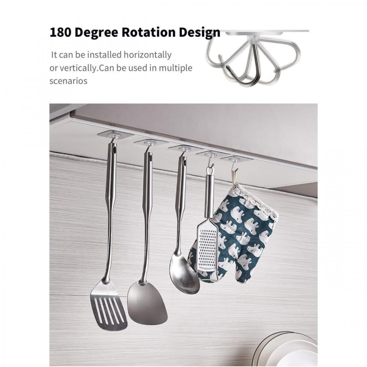Transparent Self-Adhesive Wall Hooks – Pack of 06 (Heavy-Duty & Reusable)