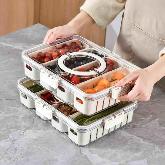 4-Compartment Fridge Storage Box with Removable Dividers