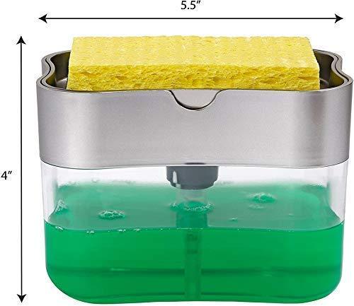 2-in-1 Press-Type Soap Dispenser with Cleaning Sponge