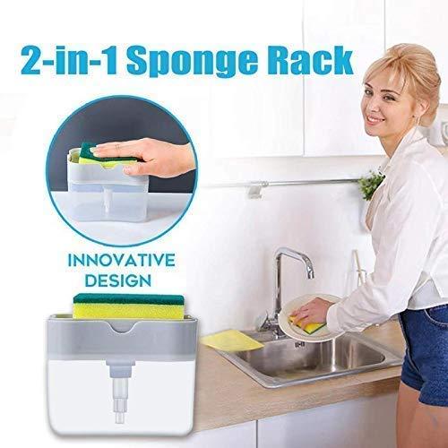 2-in-1 Press-Type Soap Dispenser with Cleaning Sponge