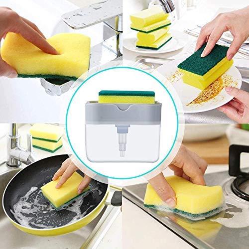 2-in-1 Press-Type Soap Dispenser with Cleaning Sponge