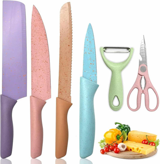 6-Piece Professional Kitchen Knife Set – Multicolor Stainless Steel