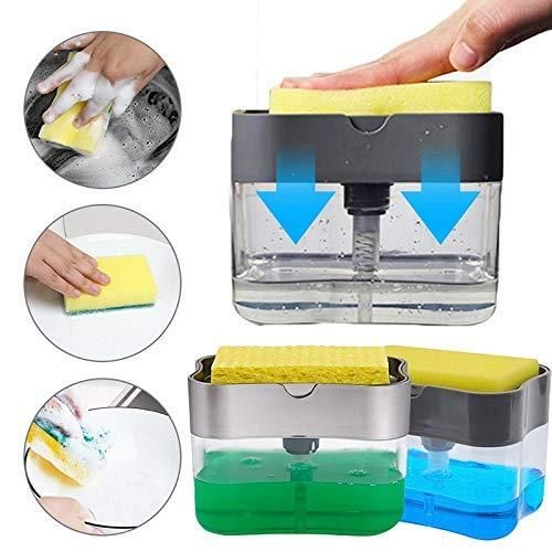 2-in-1 Press-Type Soap Dispenser with Cleaning Sponge